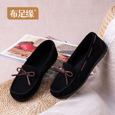 老北京布鞋秋季黑色圆头豆豆鞋