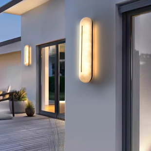 户外防水长条壁灯简约现代高端仿云石庭院墙壁灯别墅大门两侧壁灯