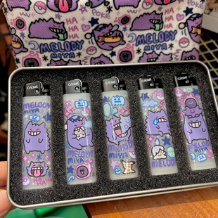 MELODY弥桠紫皮猫瑞克猫狗肯恩透明创意萌宠高颜卡通一次性打火机