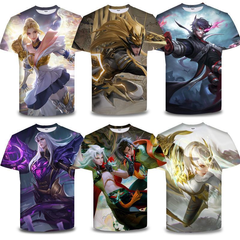 王者荣耀短袖t恤神威马超衣服男女地狱火李白2024网红爆款短袖t恤