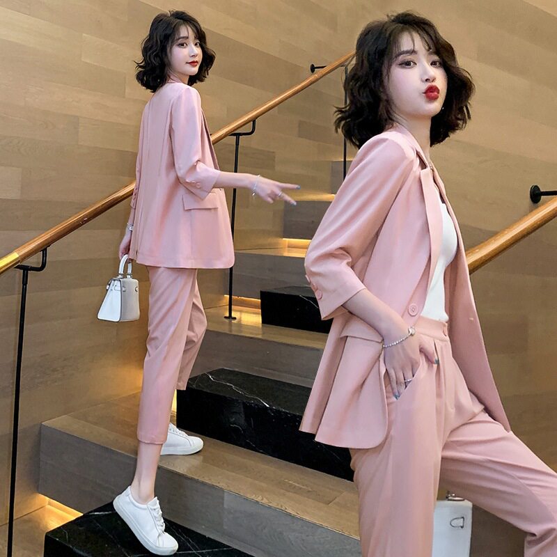 春秋大码女薄款显瘦西装外套图片