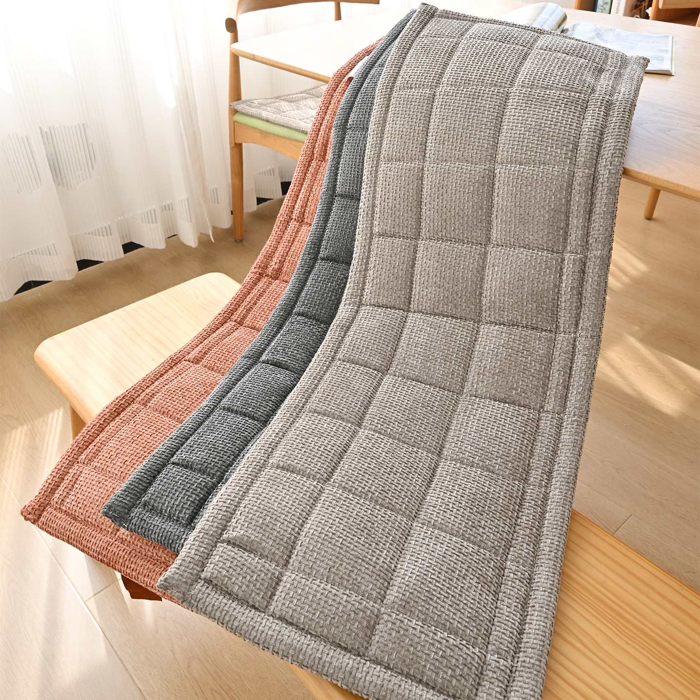 长凳垫四季华夫格餐椅坐垫实木长条卡座换鞋凳垫加厚防滑支持定制