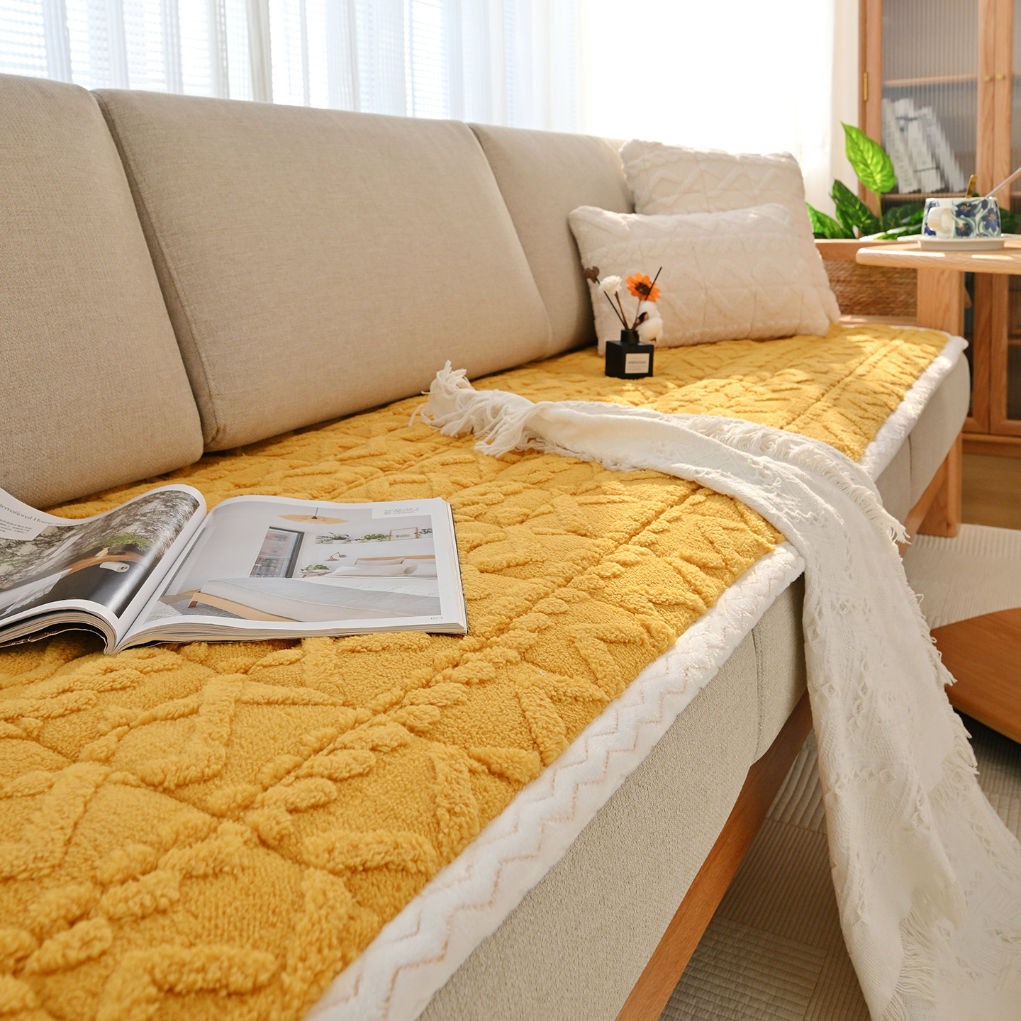 冬季羊羔绒沙发垫加厚毛绒坐垫子防滑红实木沙发垫子现代简约冬款