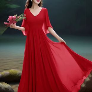 真丝桑蚕丝连衣裙收腰显瘦海边度假大摆长裙 超仙时尚 2025夏季 新款