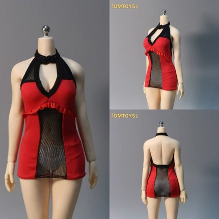 现货DMTOYS 1/6兵人衣服女  网纱包臀裙 12寸tbl包胶素体人偶服装