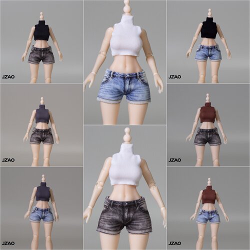 现货JZAO 1/12兵人机娘娃衣弹力背心印花短裤TBLANT龙山蜗之壳SHF