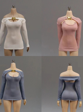 DMTOYS 1/6女兵人衣服 披肩线衣连衣裙 PH12寸包胶女素体服装模型
