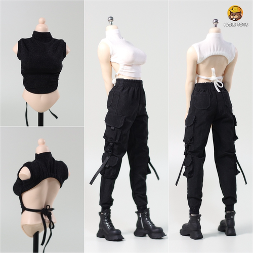 现货HAILI TOYS 1/6女兵人衣服 潮流机能风T恤工装裤套装人偶服装