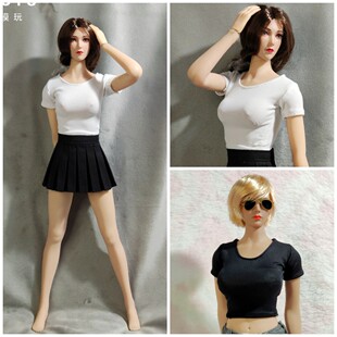 1比6女兵人衣服纯色T恤六分人偶娃衣可动兵人手办素体配件玩具