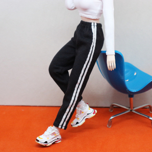 1比6兵人衣服女条纹运动直筒裤12寸tbl包胶女素体人偶服装模型配