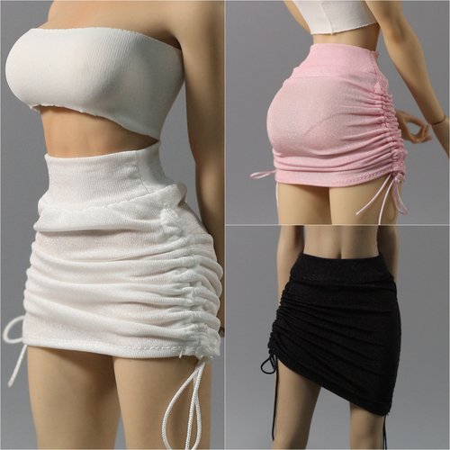 现货 DMTOYS 1/6兵人女衣服抽绳包臀裙 可动包胶人偶服装模型娃衣