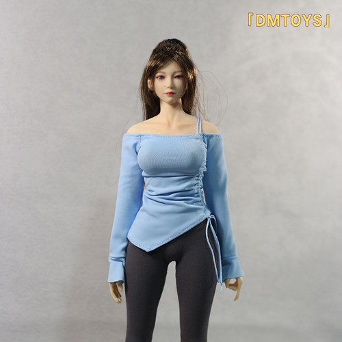 现货DMTOYS 1/6女兵人衣服 单肩抽绳不规则T恤 潮流可动人偶服装