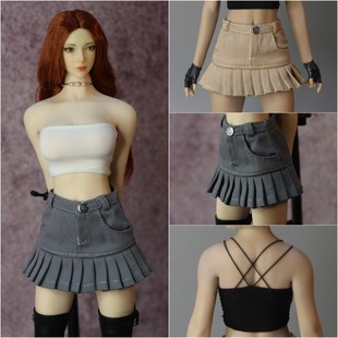 DMTOYS 1比6女兵人偶衣服工装百褶裙12寸tbl岚包胶女素体服装模型
