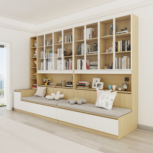 客厅卡座书柜一体墙沙发靠柜