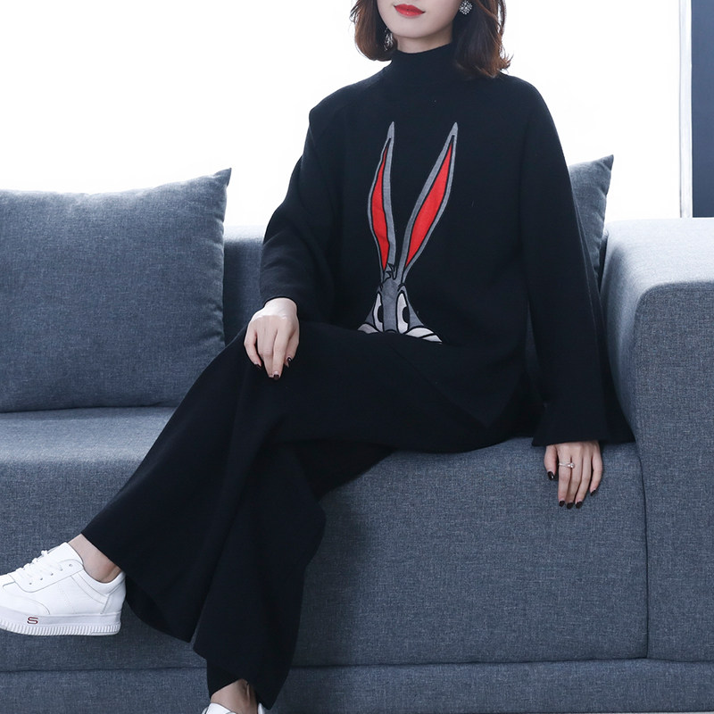 春装2020年新款洋气大码女装胖妹妹显瘦套装宽松减龄胖人两件套潮