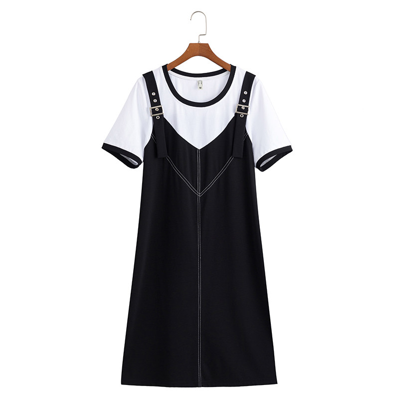 伊自尚大码女装2020新款夏装胖mm时尚宽松减龄连衣裙夏季微胖显瘦