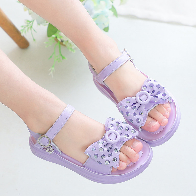 2023夏季4新款宝宝3儿童鞋子5女童8水钻凉鞋时尚小女孩7学生6软皮