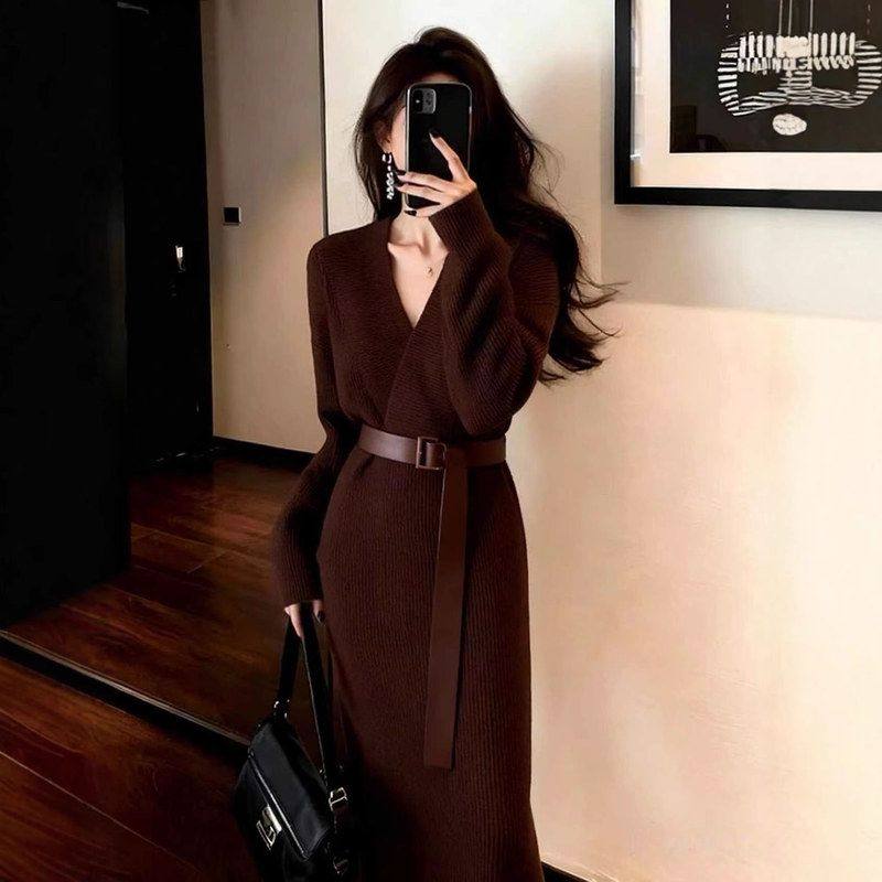 气场强大气质女神范裙子高级感法式轻熟大方得体过膝连衣裙冬季,女装/女士精品,连衣裙,淘宝优惠券,粉丝福利购,淘宝优惠卷