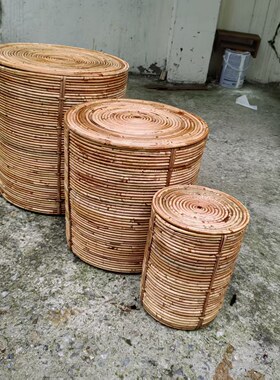 印尼藤编收纳框藤条储物箱北欧风