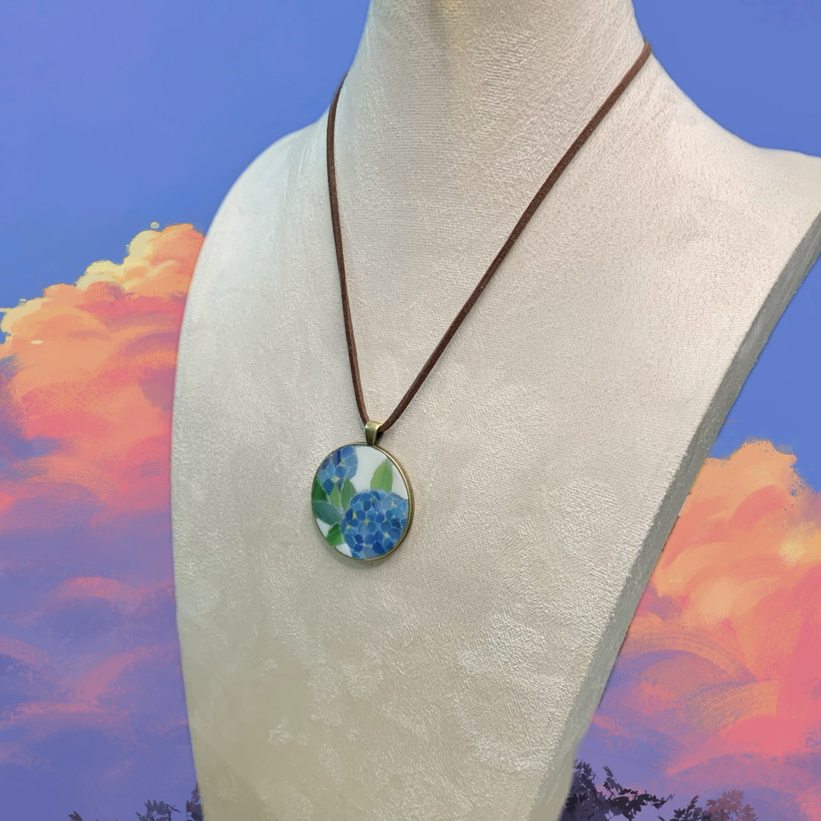 玥森活｜绣球花 微镶吊坠项链挂件配饰 原创文艺法式复古优雅清新