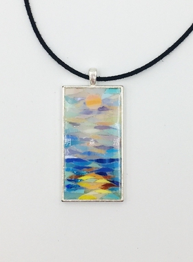 玥森活 日出印象 名画复刻马赛克镶嵌项链吊坠 手工艺术ins风轻奢
