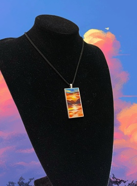玥森活の阿夫列莫夫leonid afremov夕阳晚霞落日余晖项链吊坠挂饰