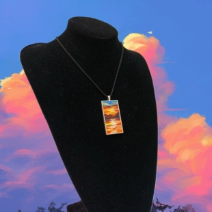 玥森活の阿夫列莫夫leonid afremov夕阳晚霞落日余晖项链吊坠挂饰