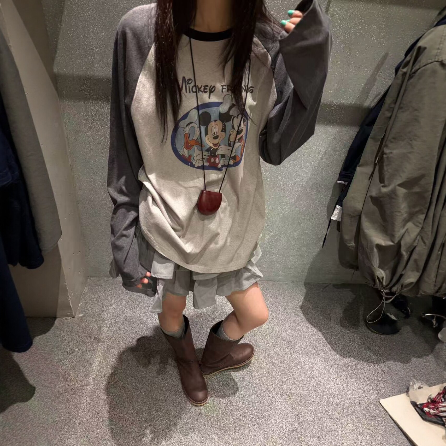 韩系早秋新款卡通印花宽松T恤女