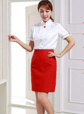 中信银行行服裙子工装衬衫 红色西裙 包臀裙 半身裙一步裙A字裙