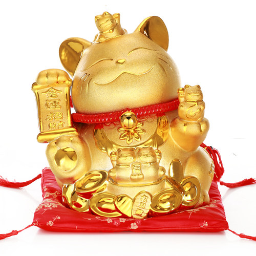 金色招财猫摆件大号陶瓷扑满