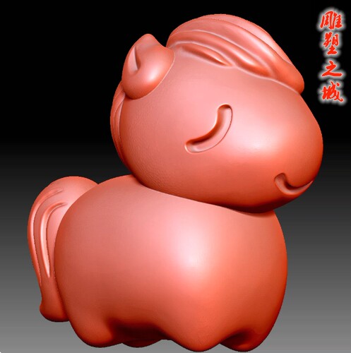 三维立体图3D打印雕刻图stl圆雕图    9619马生肖
