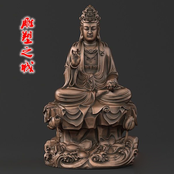 精美坐观音   圆雕图三维图STL雕刻素材3D打印立体图精雕