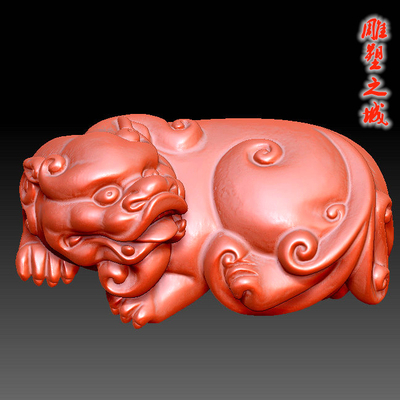 圆雕图三维图STL雕刻素材3D打印立体图精雕   手把件貔貅2