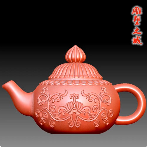 纹样茶壶圆雕图三维图STL雕刻素材3D打印立体图精雕     9204茶壶
