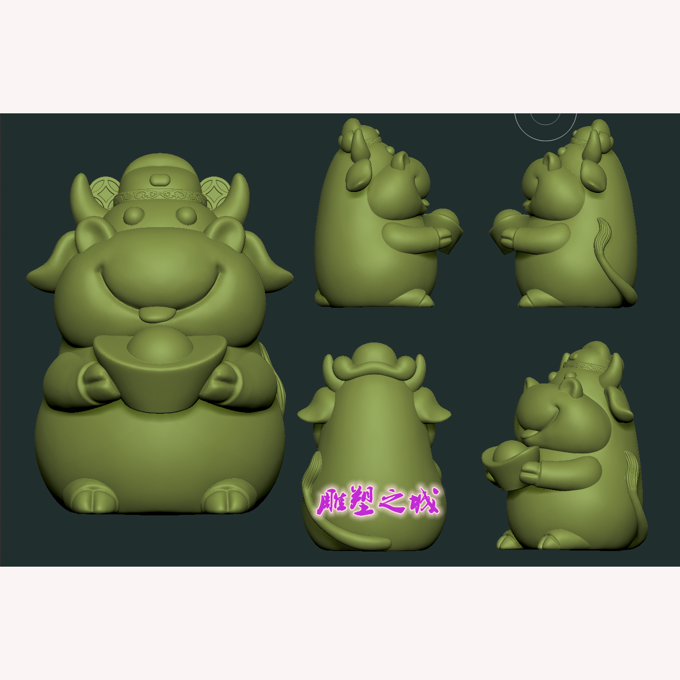 圆雕图三维图stl雕刻设计素材3D打印   送福牛2