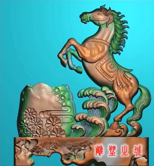 电脑雕刻图 精雕图 灰度图 浮雕图 jdp/bmp 马到成功