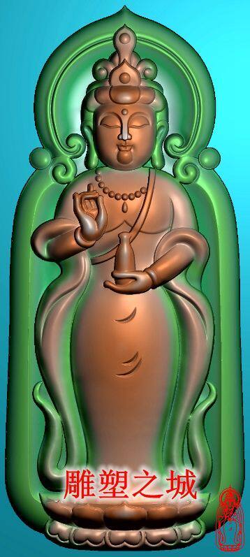 精雕图 灰度图 浮雕图 jdp  玉雕站立观音挂件