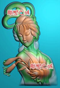 精雕图 灰度图 浮雕图 电脑雕刻图 侧脸侍女头