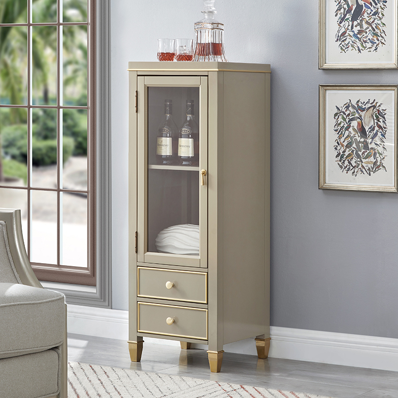 轻奢小酒柜实木窄立柜单门边柜子