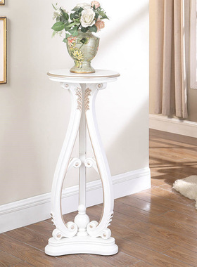 欧式花架客厅实木花台架白色室内花盆架美式木制创意花几绿萝架子