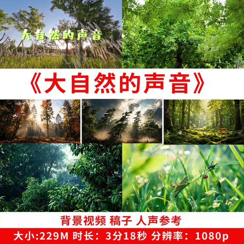 大自然的声音背景视频课文朗诵朗读演讲视频素材高清led大屏ppt