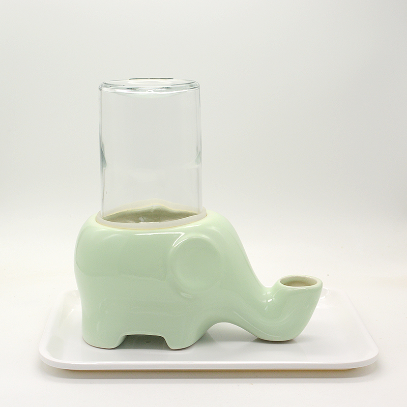 可爱大象陶瓷环保宠物用品猫咪自动饮水器扁脸猫水碗饮水机