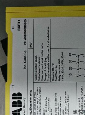 议价ABB安全继电器BSR11系列 2TLA010040R0200 全新原厂低价出售
