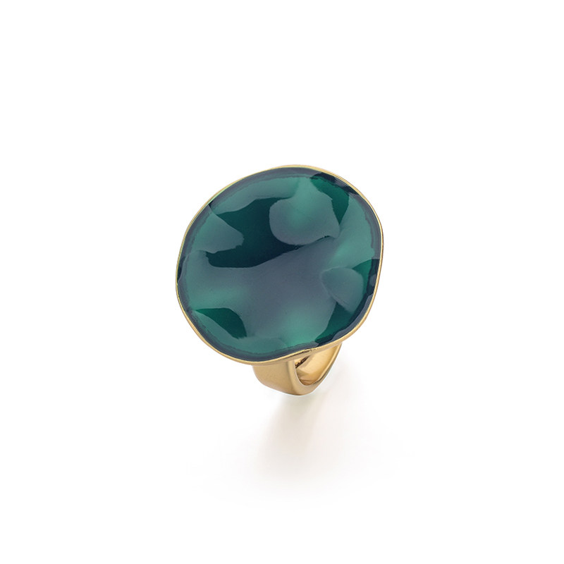 Fellala/翡拉拉「绿光」系列珐琅戒指女设计感指环