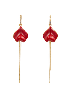 Fellala/翡拉拉「醉胭脂」系列可拆卸多戴耳环女简约精致流苏红色