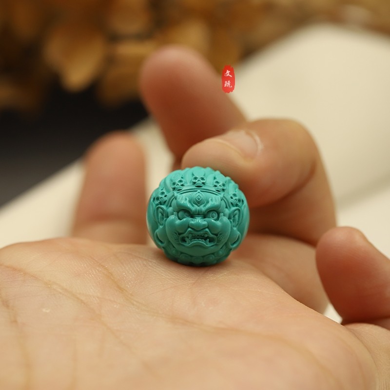 优化高瓷绿松石黄财神单珠文玩手串配珠散珠金刚星月菩提配饰顶珠
