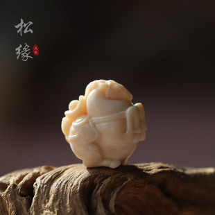 天然猛犸原色象牙冰料马上有钱雕刻挂件生肖马文玩配珠本命年唐马