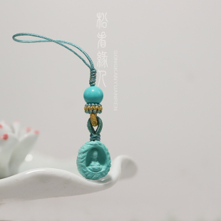 优化绿松石无相佛石窟小佛背云文玩配饰吊坠diy提溜108手串小侧挂