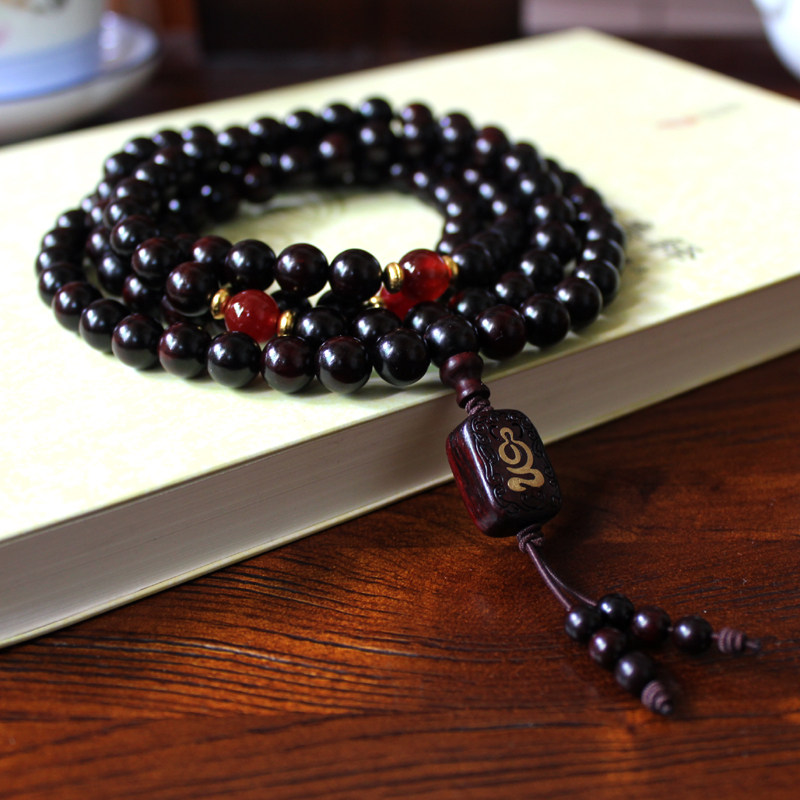 情人节天然印度小叶紫檀木佛珠手串多圈手链项链学生党男女生文玩