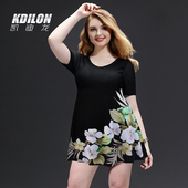 连体加肥加大泳装 凯迪龙大码 游泳衣泡温泉保守性感女胖mm遮肚裙式